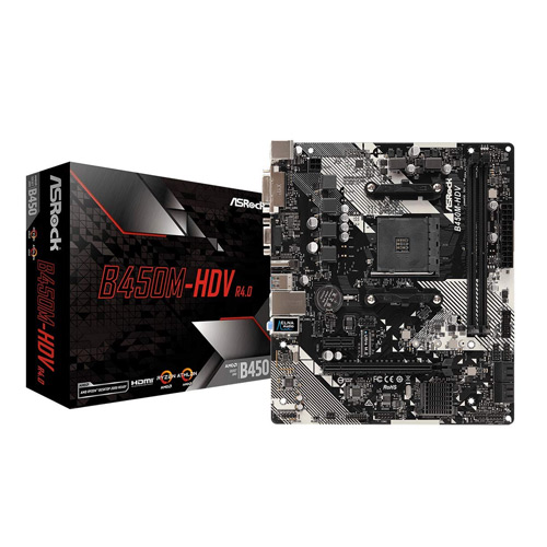 Asrock B450M-HDV R4.0 AMD B450 Micro ATX Motherboard